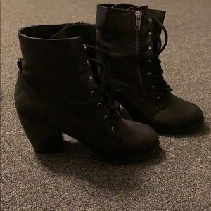 Black suede lace up boots